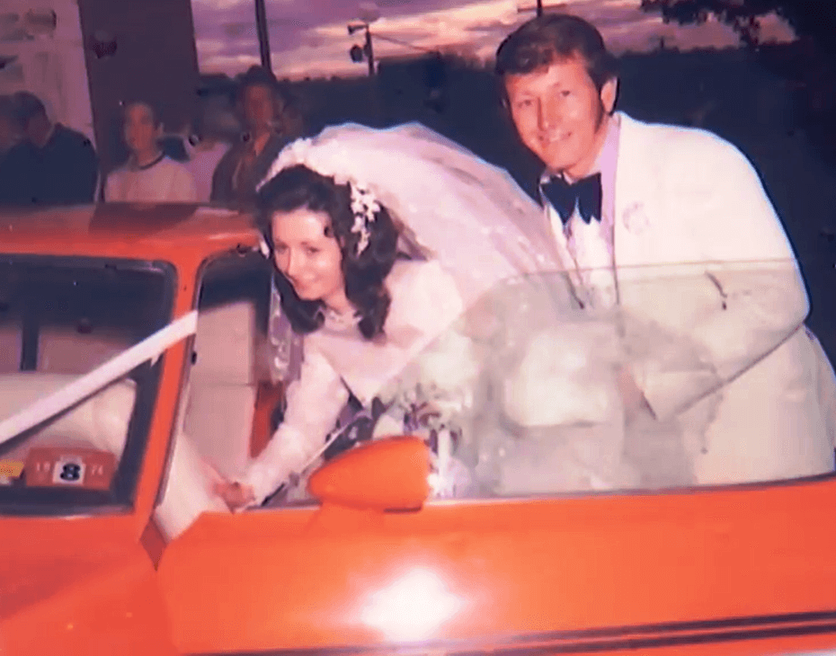 The newly weds embarking their XA wedding car in 1974 The newly weds embarking their XA wedding car in 1974